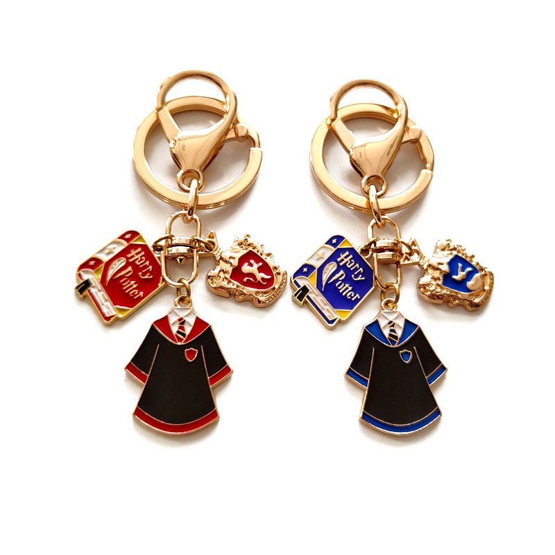 Cartoon Harry Magic Keychain Gryffindor Hogwarts House Logo Badge School Uniform Pendant Chain Gift
