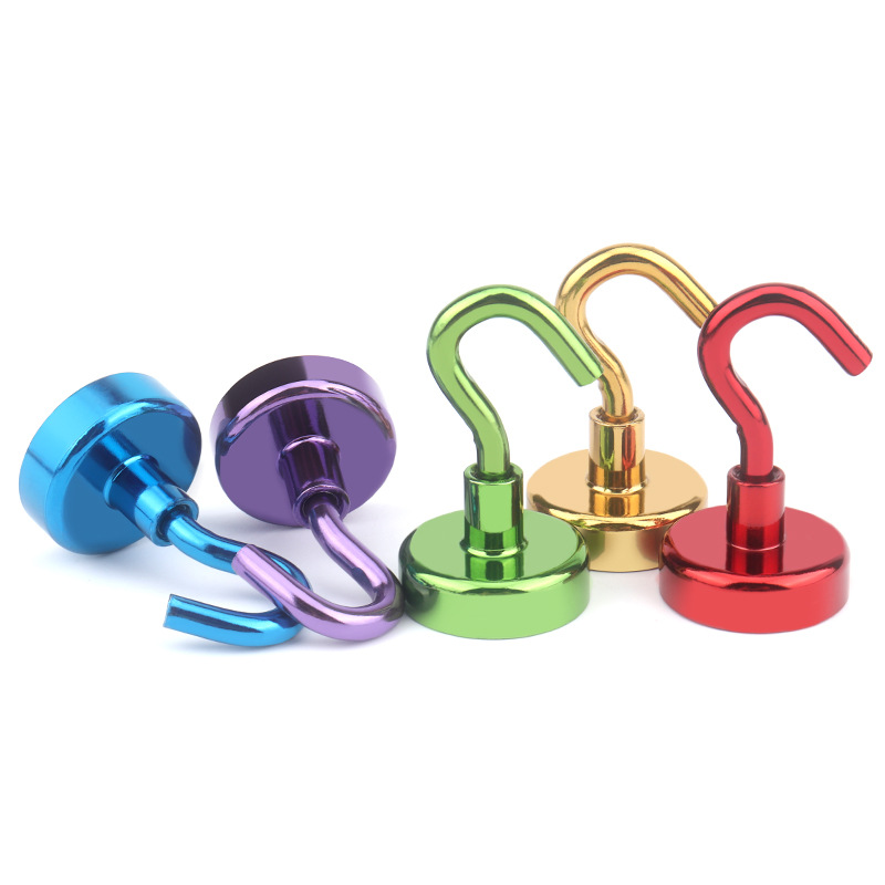 Factory direct supply NdFeB magnetic hook strong color magnet hook E16 metal plating color strong magnetic hook