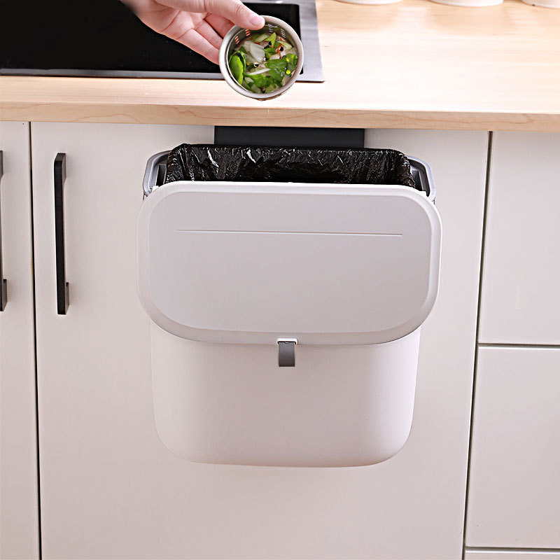 塑料壁挂式垃圾桶滑盖带盖卫生间厨房橱柜门悬挂可粘贴挂钩垃圾桶