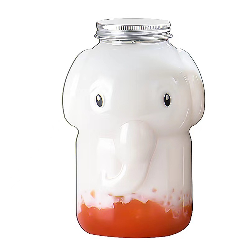 Cute Baby Elephant Milk Tea Bottle PET Cartoon Takeaway Juice Packaging Alien Bottle Disposable Juice Drink Bottle