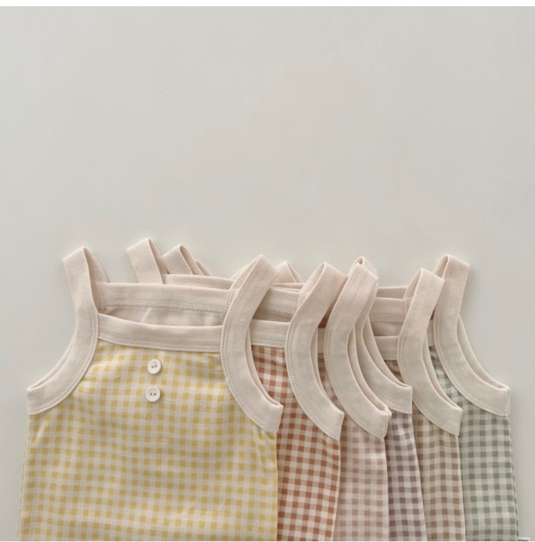 2023 Newborn Cotton Sling Jumpsuit Baby Summer Simple Comfortable Triangle Fart Climbing Vest