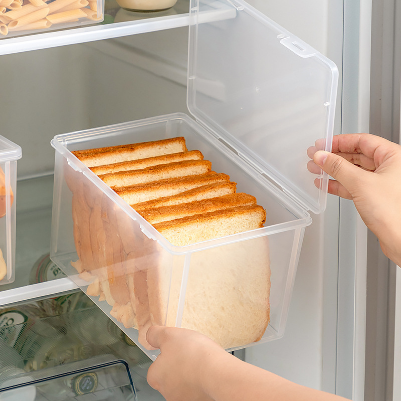 家庭用タッパー食品グレード冷蔵庫専用透明プラスチックトーストパン収納ボックスキッチン冷蔵庫収納ボックス|undefined