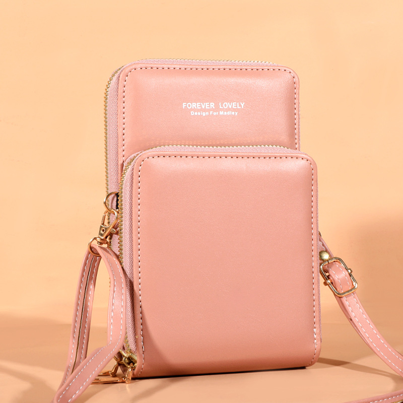 2021 new wholesale large capacity multi-functional solid color fashion simple shoulder bag slung ladies mobile phone bag