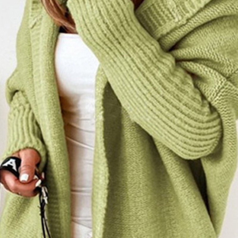 2025 New Hooded Knitwear Hat Collar Elegant Commuter Bat Soft Loose Back Stitching Sweater Sweater
