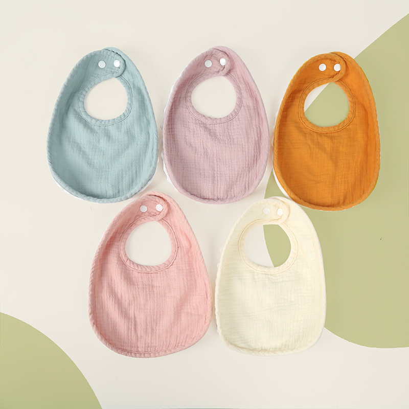 Amazon cross-border baby cotton gauze bib saliva towel waterproof men's and women's scarf children autumn and winter days peas velvet