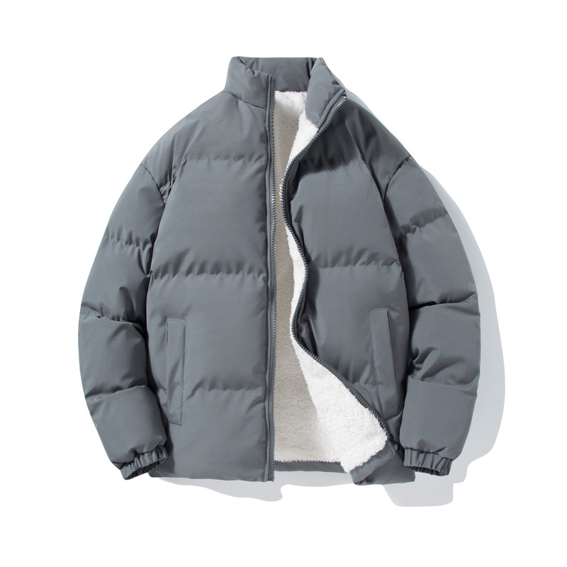 Lambswool stand collar cotton-padded coat men's autumn and winter fashion brand couple's cotton-padded coat thickened fleece-lined bread coat