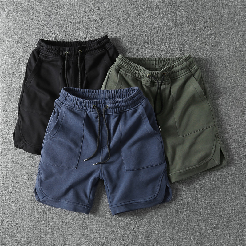 American Style Casual Washed Tooling Shorts 2024 Summer Trendy Student Solid Color Sweat Pants Retro Men's Five-point Pants