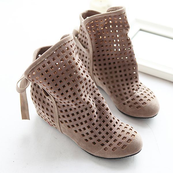 40-43 European station Foreign trade Amazon hollow bow low heel round head women's short boots sandals hole shoes G96