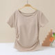 Short-sleeved T-shirt with Chest Pad Women's Tight Waist Slimming Bra One-piece Top Bra-free Sports Yoga New Base Shirt