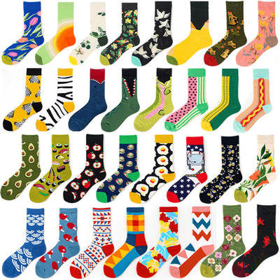 Men's and women's lovers socks long tube foreign trade socks spring trend oil painting jk net red high tube tide socks wholesale