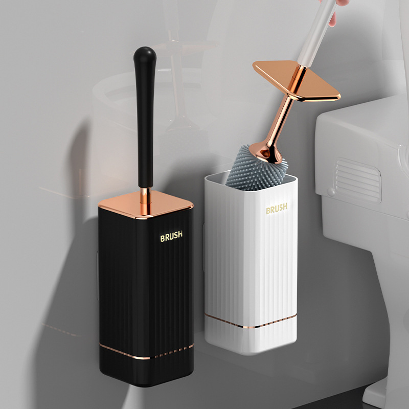 Toilet brush no dead angle household toilet washing silicone brush storage rack wall-mounted toilet cleaning toilet suit