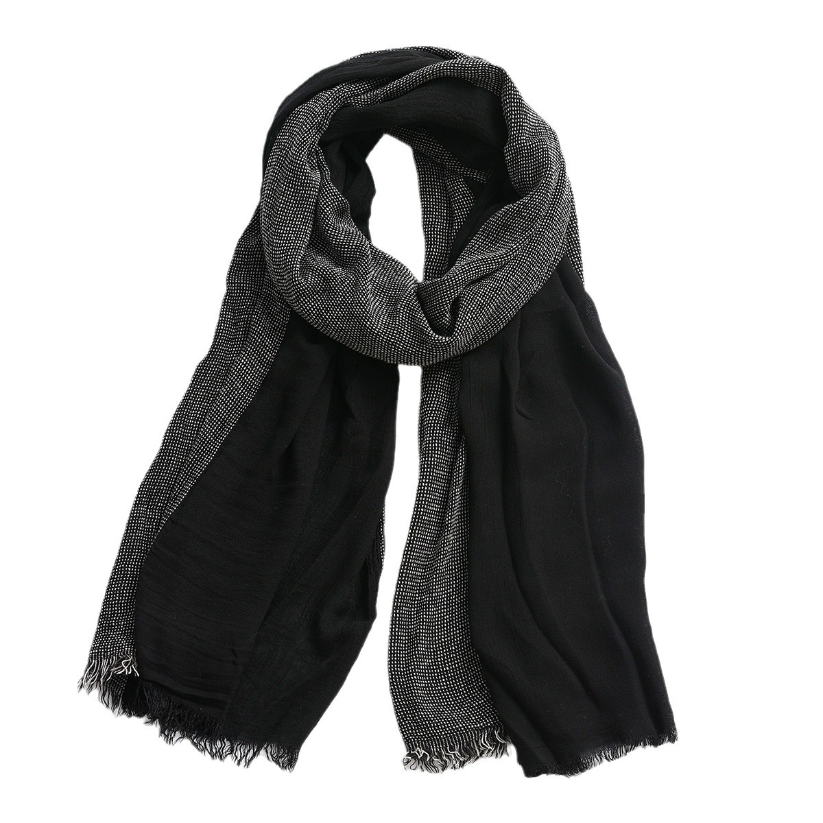 Men's simple color matching scarf spring and autumn new warm yarn-dyed scarf cross-border Amazon scarf