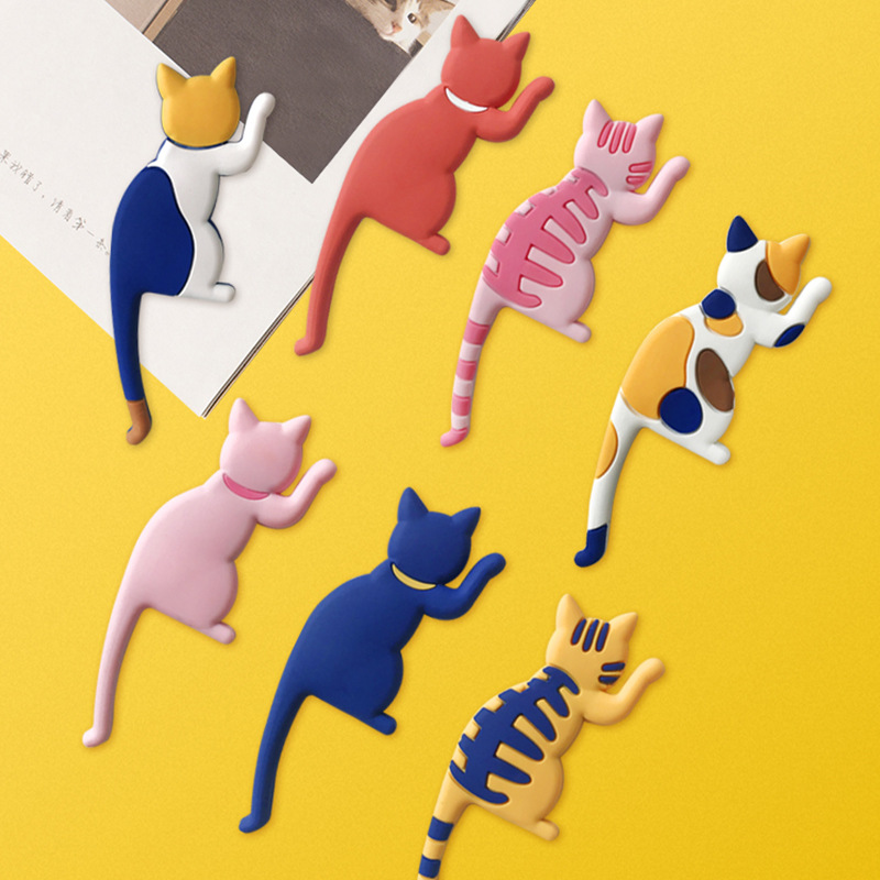 New cross-border cute cat tail refrigerator sticker hook seamless refrigerator sticker clothes hook storage home supplies decoration