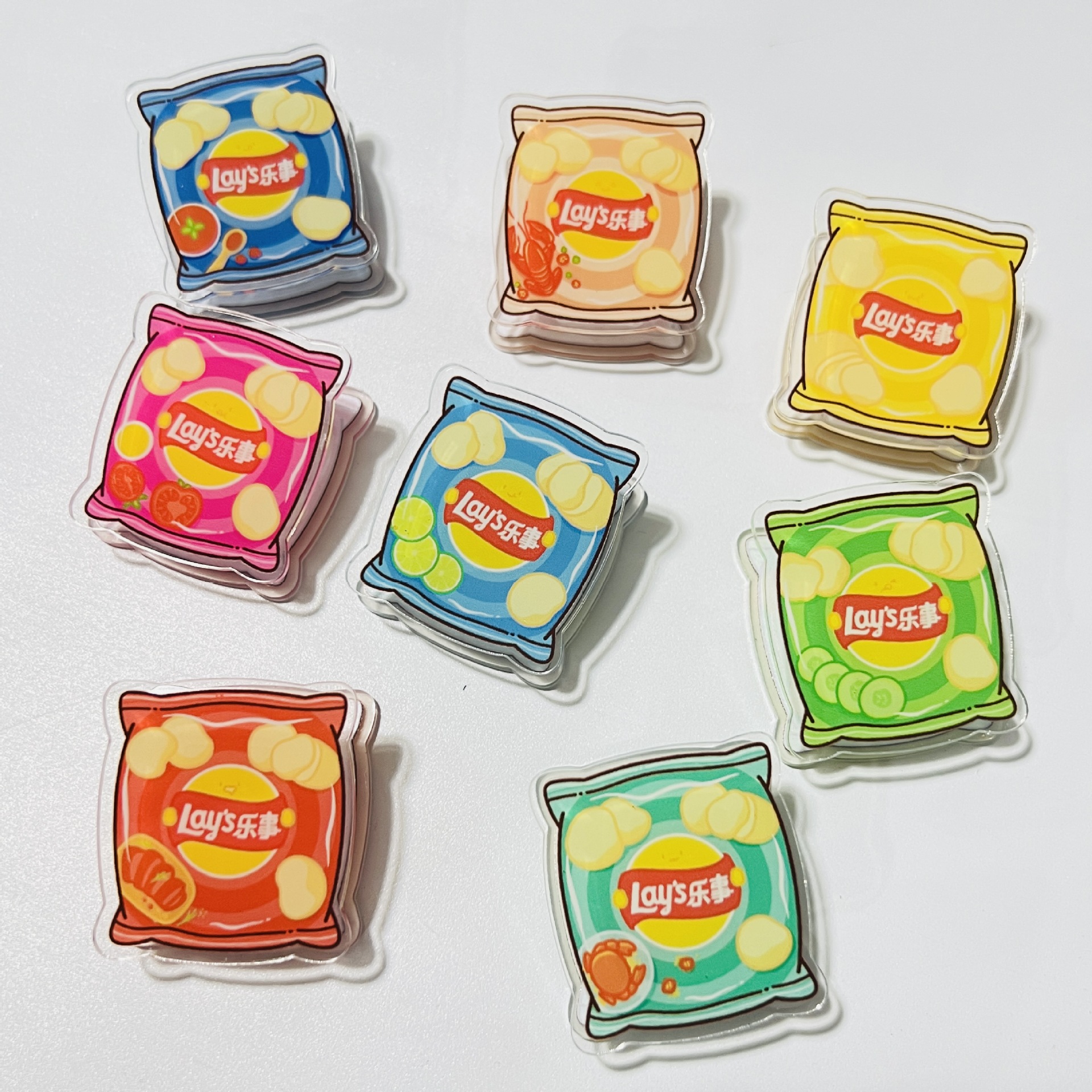 Simulation cartoon cute childhood snack bag note clip acrylic double-sided PP clip photo clip sealing clip