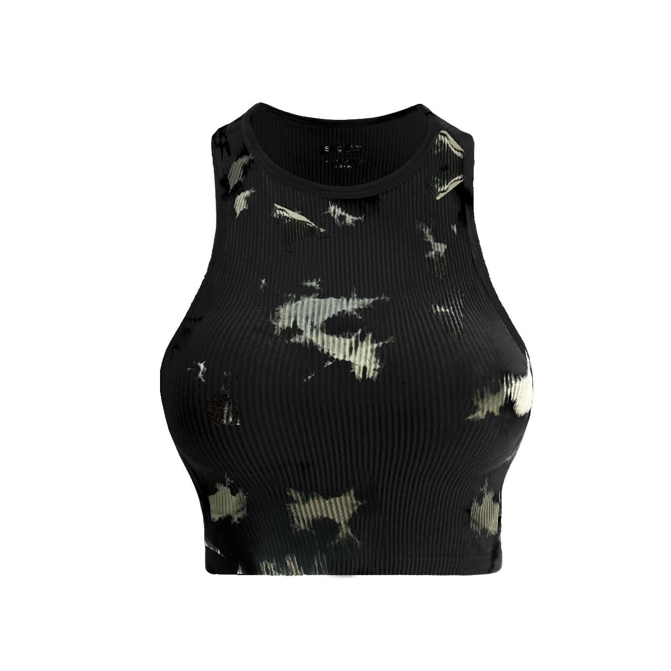 Cross-border European and American women's flat round neck rib tie-dye sports vest, summer women's, yoga gym exercise