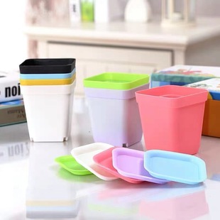 Factory supply thickened plastic succulent small black square flower pot candy color rectangular seedling pot wholesale succulent pot