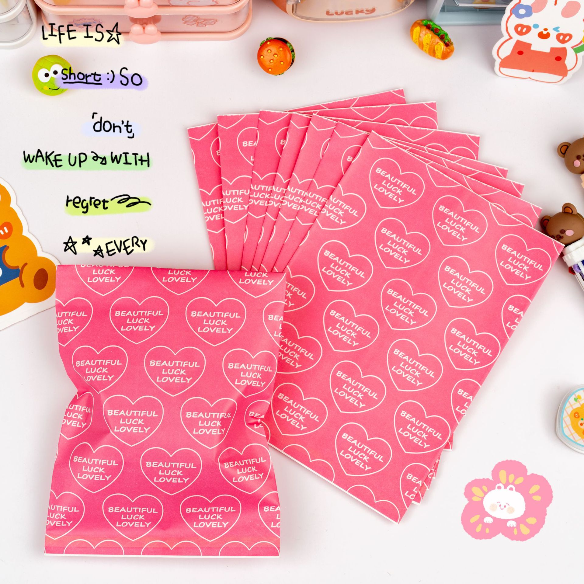 Cute Girl Student ins Gift Bag Baking Candy Bag Biscuit Snacks Cartoon Placement Decorative Storage Paper Bag