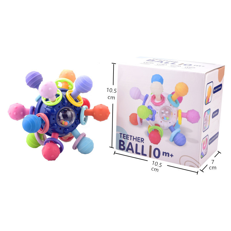 Baby rattle toy Manhattan finger ball soft rubber ball atomic rotating molar teether hand ball toy