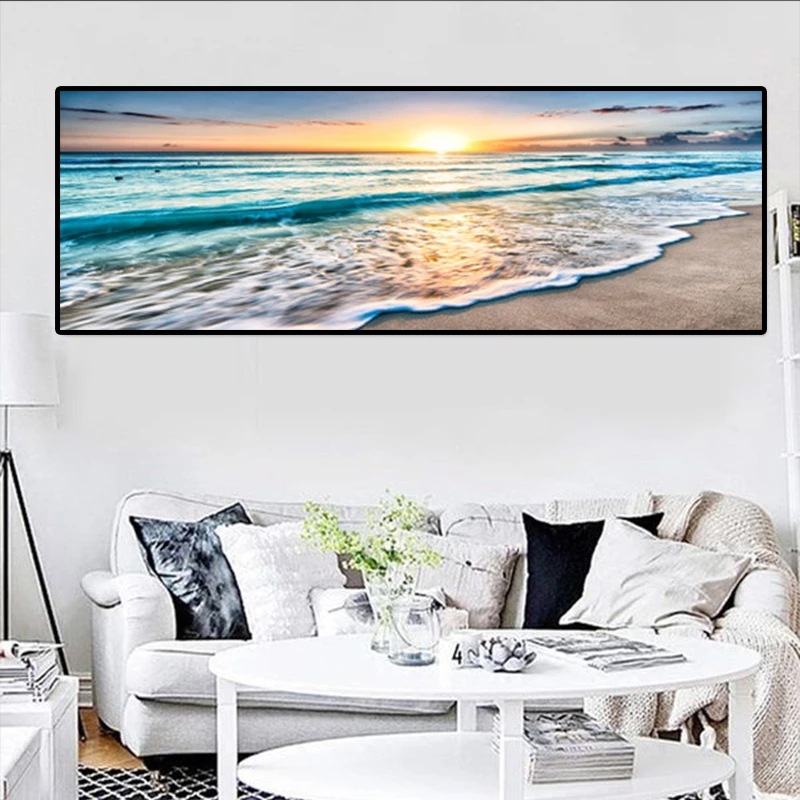 Single Natural Golden Beach Sunset Home Hotel Hotel Hotel Simple Decorative Painting Background Wall Bedside Hanging Painting