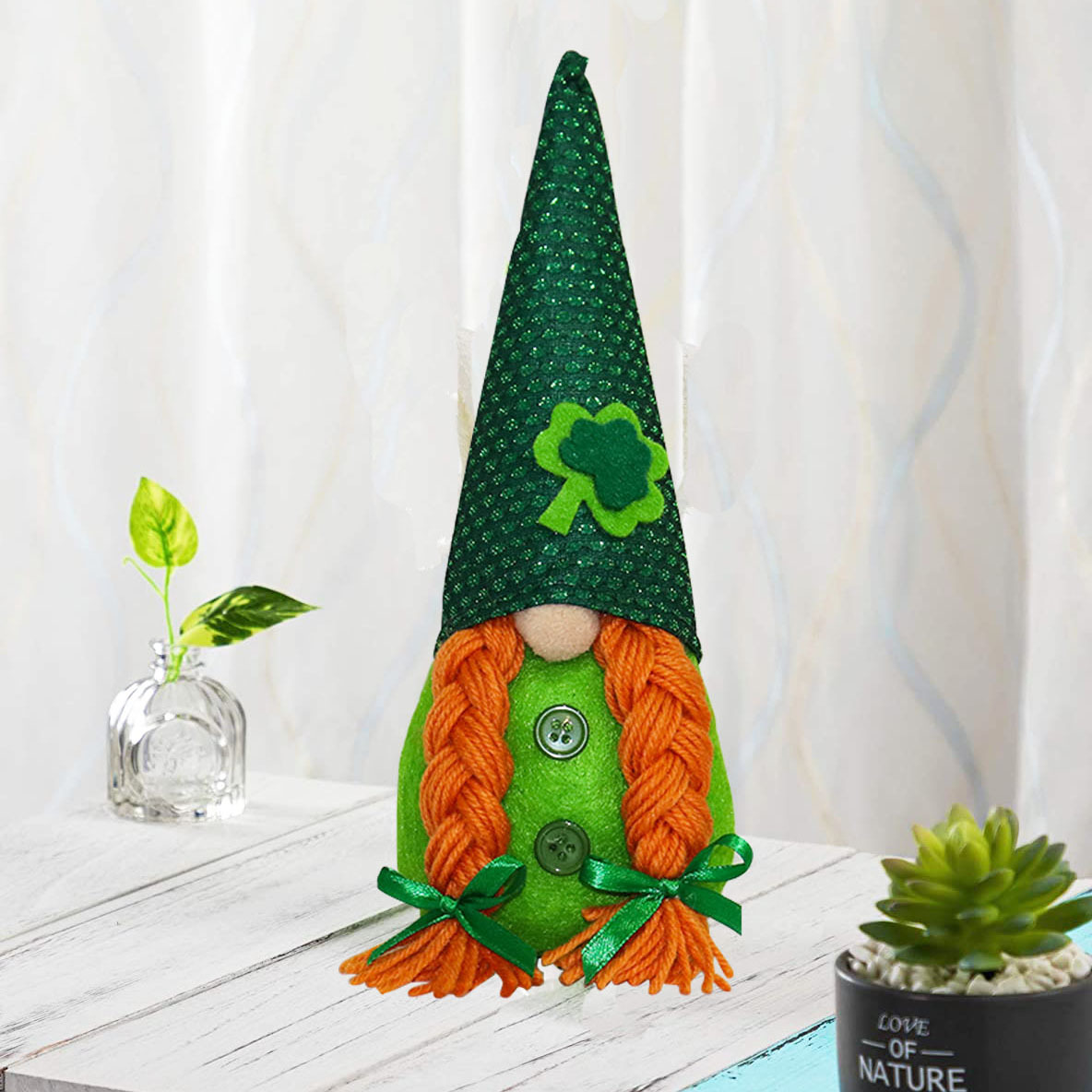 2023 St. Patrick's Day Party Decoration Irish Green Shamrock Faceless Doll Decoration Holiday Ornaments
