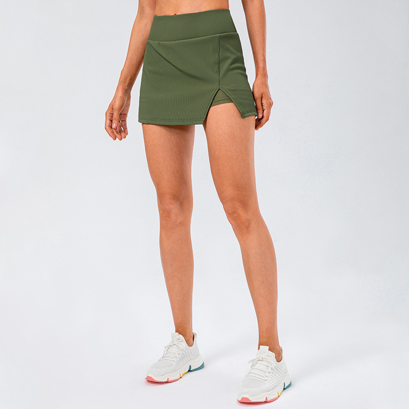 Women's Tight Stretch Tennis Skirt Anti-glare High Waist Sports Yoga Fitness Golf Short Skirt Pocket 12429