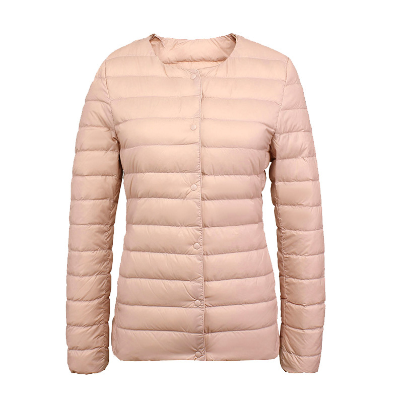 Down Jacket Women's Lightweight Short Inner Wear Cross-border Fashionable Korean Style Slim-fit V Collarless Light White Duck Down Jacket