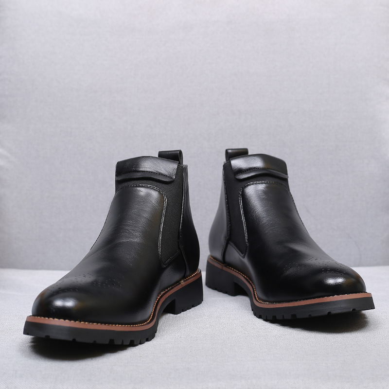New fashion Men's plus size leather boots slip-on Martin boots Chelsea boots high-top men's boots British overalls boots