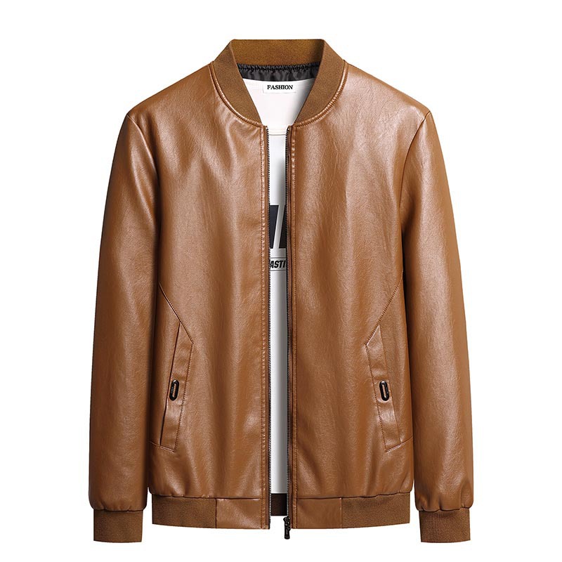 Foreign trade leather coat men's autumn new PU leather coat middle-aged men's thin leather jacket casual dad jacket men