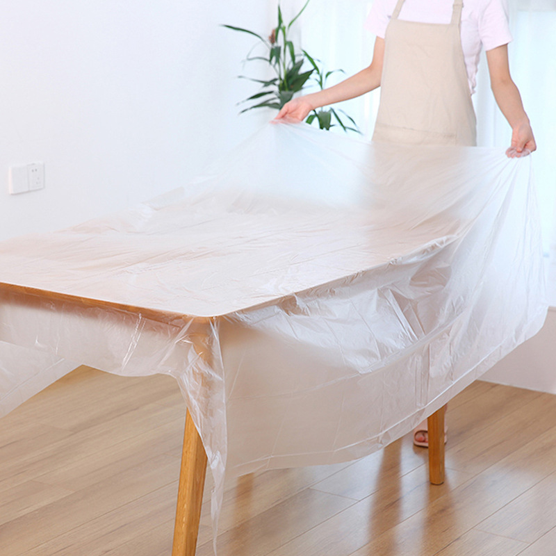 Yunlei Disposable Tablecloth Plastic Household Hotel Cloth Round Table Thickened White Film Transparent Dining Table Tablecloth 10 Pack