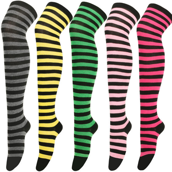 Cross Border Striped Socks Thigh Socks Women Japanese and Korean Style Stockings Over the Knee Halloween cosplay Performance Zebra Stockings
