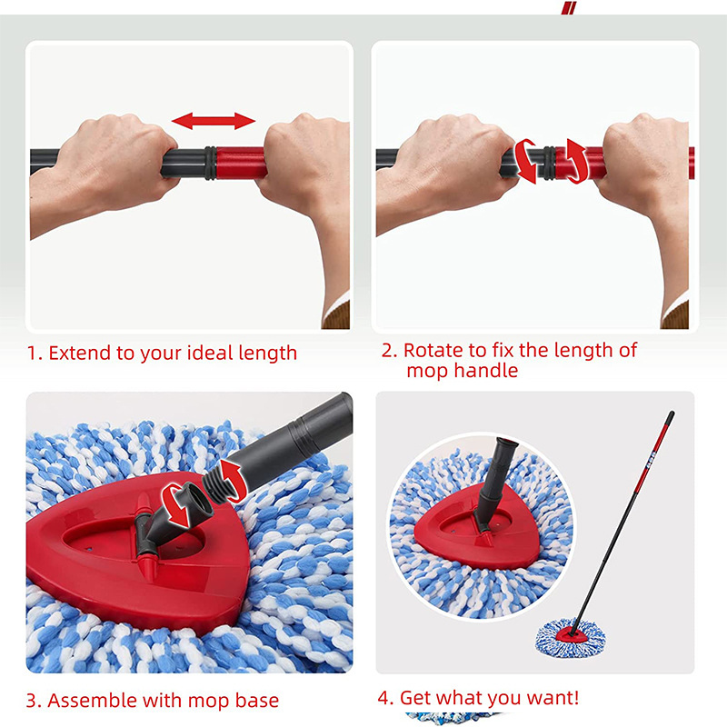 Suitable for vileda/O-Cedar three-section retractable mop Rod 48inch rotating mop Rod mop accessories
