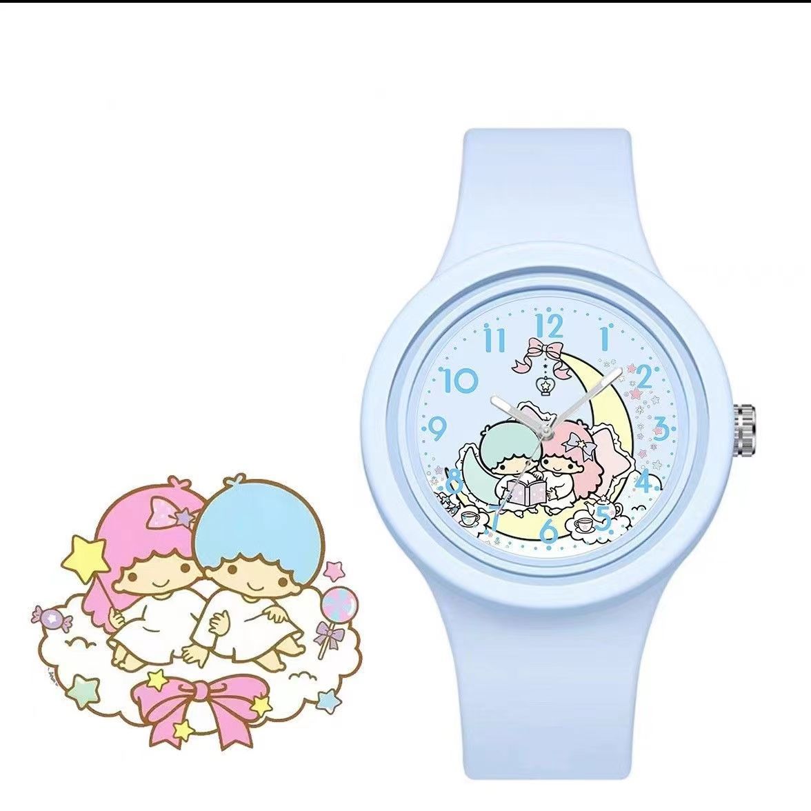 New Children's Gift Ins Kulomi Cinnamon Cute Cartoon Silicone Round Watch Sanrio for Boys and Girls