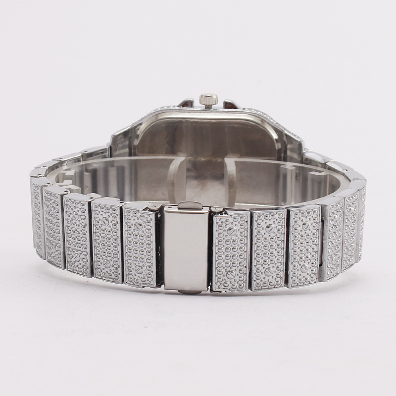 Foreign trade cross-border explosions square gypsophila rhinestone wrist watch quartz watch men's full diamond manufacturers wholesale watches