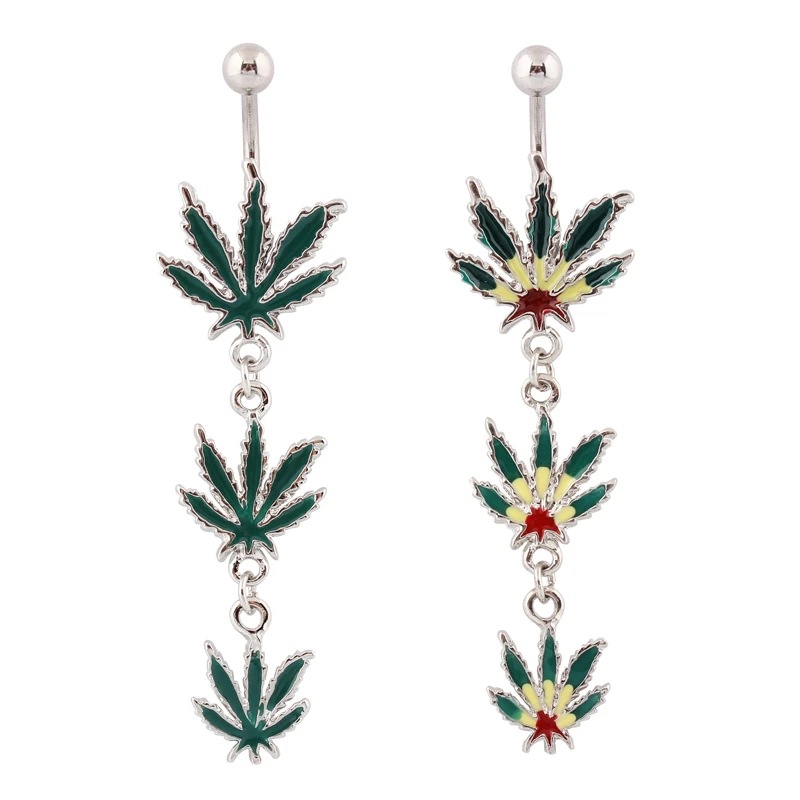 Cross-border special e-commerce hot leaf navel ring Maple Leaf dripping oil navel buckle high-grade navel accessories body piercing jewelry