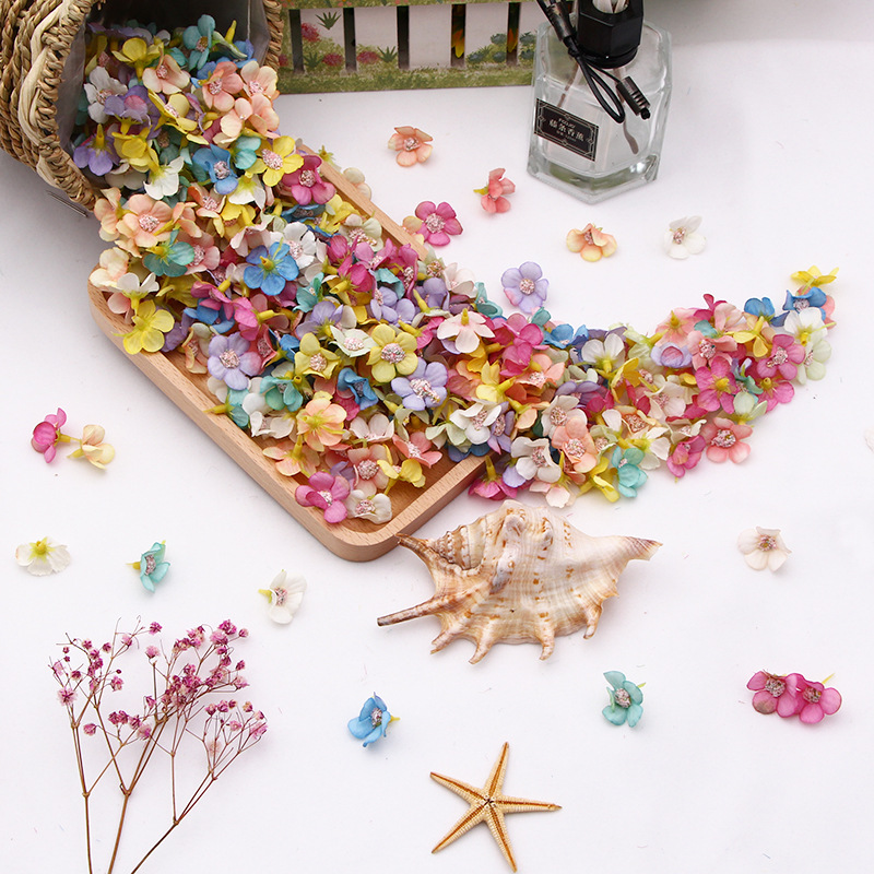 Cross-Border 2cm mini spring color silk flower multicolor daisy flower head artificial flower DIY accessories home wedding decoration
