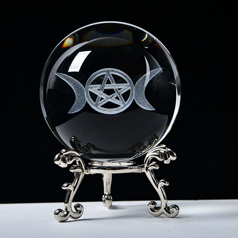 Crystal Ball Ornaments Base Skull Head Solar System Unicorn Dandelion Inner Carved Ball Book Desktop Decorations Cross Border