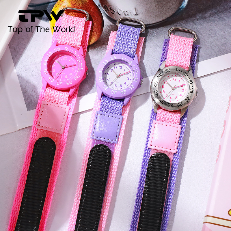 2023 New Nylon Woven Strap Children's Watch Kids Cloth Strap Sport Japan Movement Waterproof Quartz Watch Wholesale