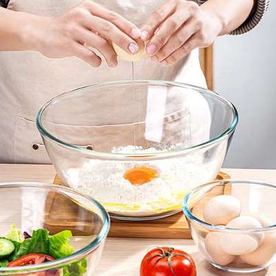 New transparent glass bowl high borosilicate microwave oven children's fruit bowl instant noodle bowl household salad bowl spot