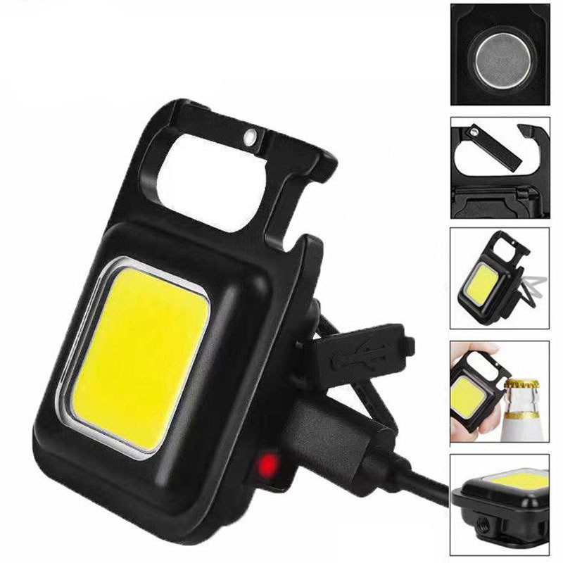 Hot Mini keychain light TYPE-C rechargeable portable light outdoor strong magnetic work light keychain flashlight