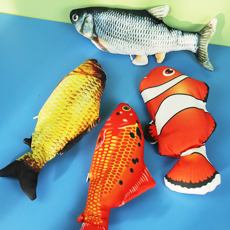 Cat Toy Electric Fish with usb Charging Beating Swing Fish Toy Cat Toy with Mint Plush Cat Toy