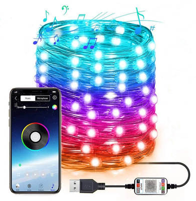 Cross-border LED copper wire lamp smart control mobile phone APP copper wire lamp string Bluetooth USB Christmas holiday decoration lamp string