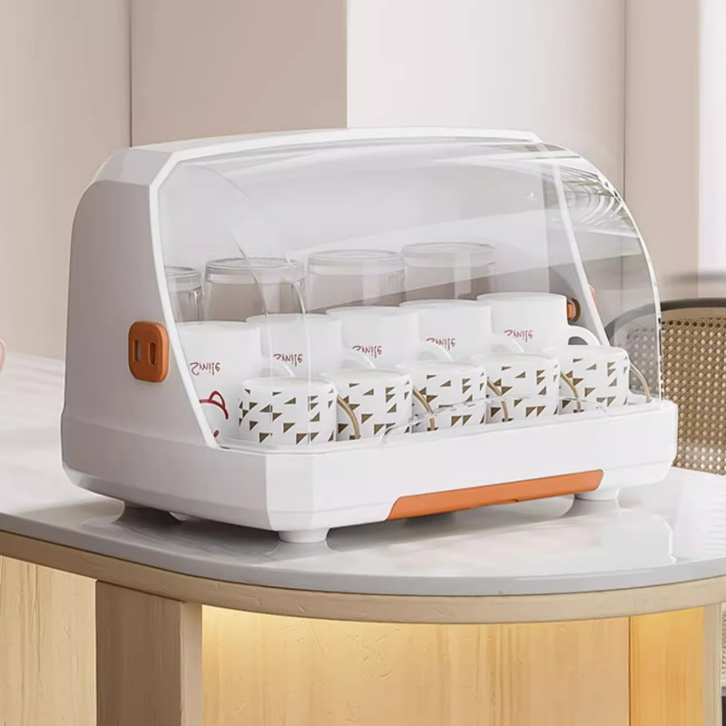 Baby Bottle Storage Box Desktop Cup Storage Rack Children's Tableware Dustproof with Lid Tray Drain Storage Box