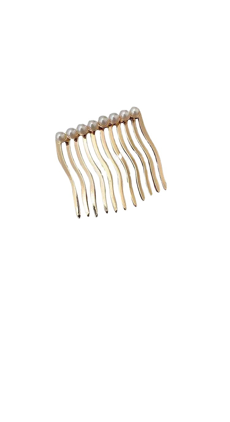 Inverted Comb Headwear Korean Style Sweet Pearl Hair Comb Rhinestone Simple Bangs Clip Fixed Broken Hair Clip Internet Celebrity Hair Accessories