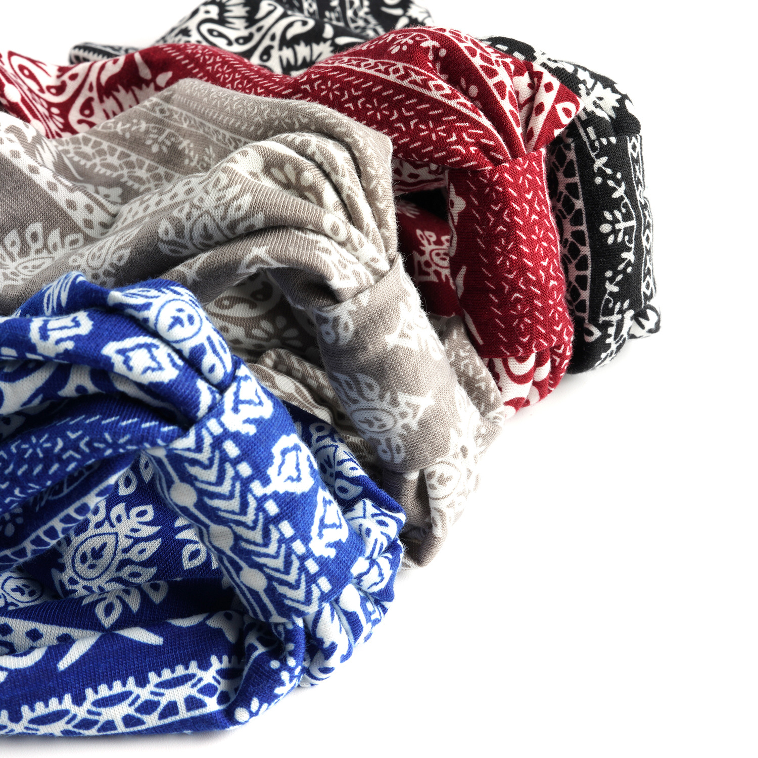 Azi Cat European and American Bohemian Wide Yoga Sports Hair Band Elastic Antiperspirant Cashew Printed Running Headband