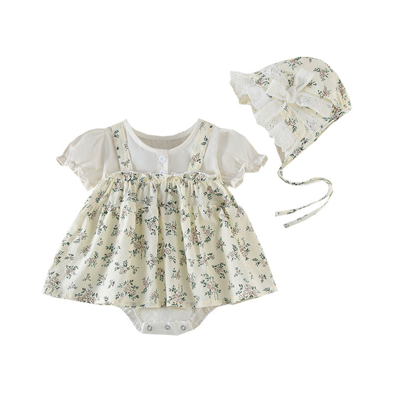 Baby Clothes Summer Dress Princess Super Cute Thin Summer jumpsuit Printed Short-sleeved Internet Celebrant Ha-ha Clothes Bag Fart Clothes