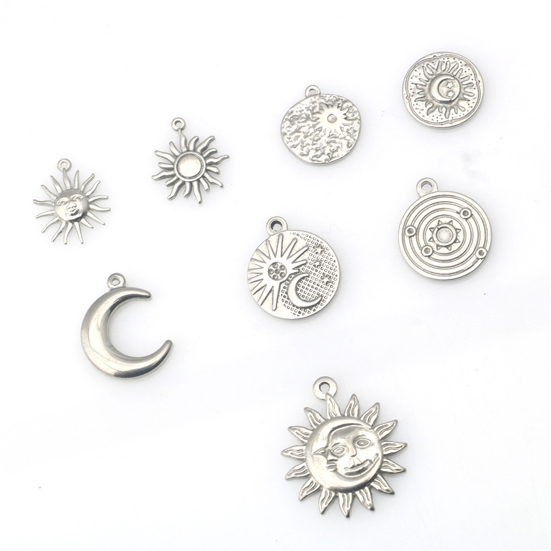 European and American hip-hop stainless steel sun star moon pendant fashion cool personality pendant DIY accessories