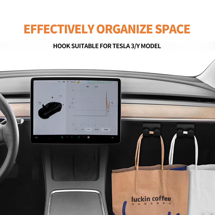 AliExpress car model3 Y front seat storage box hook cross-border original double hook storage rack