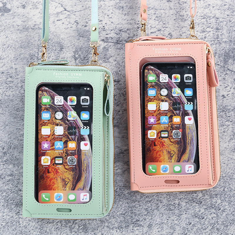 2022 Touchscreen Mobile Phone Bag Women's Crossbody Anti-theft Multifunctional Single Shoulder Transparent Mini Wallet Mobile Phone Bag