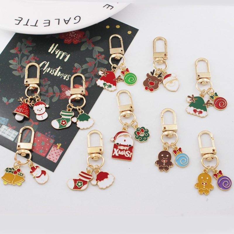 Christmas series keychain, cute Christmas tree, old man bell, snowflake, Airpods bag pendant, alloy accessories