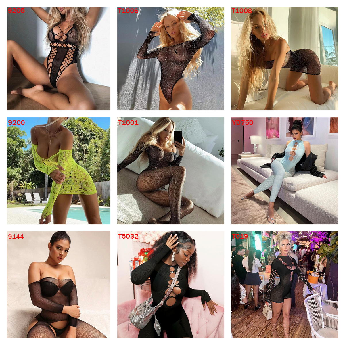 Amazon online popular sexy tight one-piece hot girl suit sexy temptation perspective hollow passion free combination